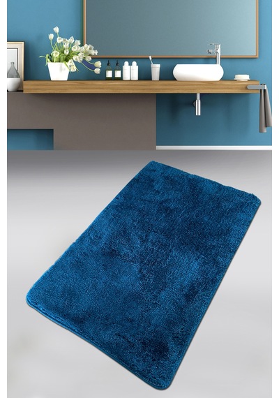 Pasific Dark Blue 60x100 cm Banyo Halısı Paspas Yıkanabilir