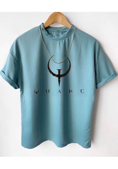 Flood Of Style Erkek Turkuaz Quake Baskılı Tshirt