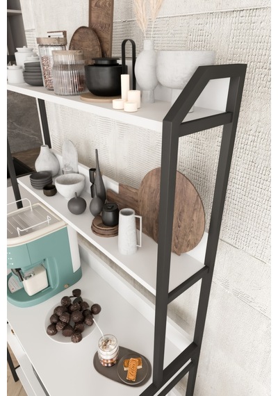 Akyaka Kahve Köşesi Mutfak Rafı Mutfak Bangosu Çok Amaçlı Mutfak Rafı Beyaz Beyaz