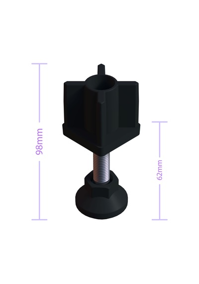Cateksss 40x40 Mm Plastik Rotil Ayak M12 - Profil Ayağı Tezgah Ayarlı Ayak Siyah
