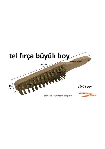 Tel Fırça 27cm Ahşap Saplı Mangal Temizleme Fırça Orta Boy