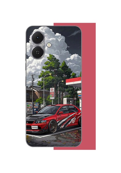 Tecno Spark Go 2 Uyumlu Bulutların Altında Spor Otomobil Baskılı Silikon Kılıf Renkli