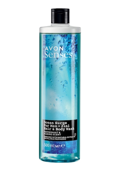 Avon Senses Ocean Surge Nane ve Deniz Kokulu Saç ve Vücut için Erkek Duş Jeli 500 ML