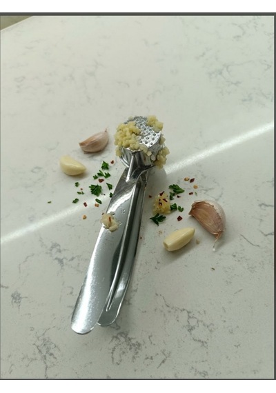 Lüks Paslanmaz Çelik Sarımsak Ezici Metal Dayanıklı Sarımsak Sıkıcı Pres 15 Cm-5 Cm Gümüş Gri