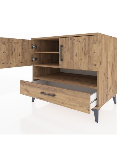 Kronos Şifonyer 3 Raflı Tek Çekmeceli 2 Kapaklı 88x59x80 Çam-çam Atlas Çam