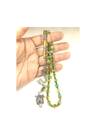 İskeçe Tesbih Exclusive 925 Ayar Gümüş Nakkaş İp Yolu Eskitme Eski Usul Multi Color Sıkma Kehribar Sertifikalı 6154
