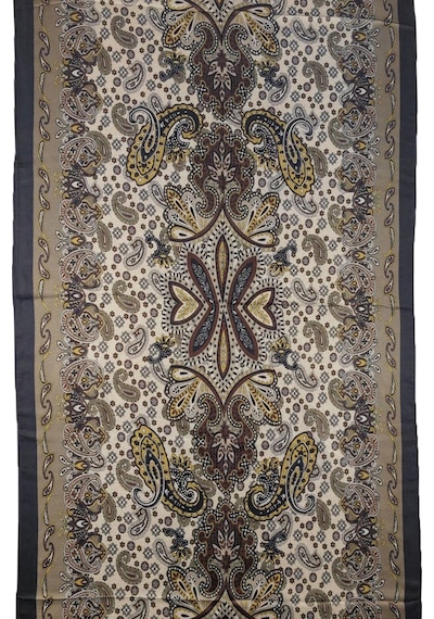 Mim Eşarp Enba Etnik Desenli Soft Pamuklu Şal 75x190 Cm Siyah - Kahve