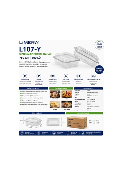 Limera L107-y Sızdırmaz Bombe Kapak 750 Gr 100'lü