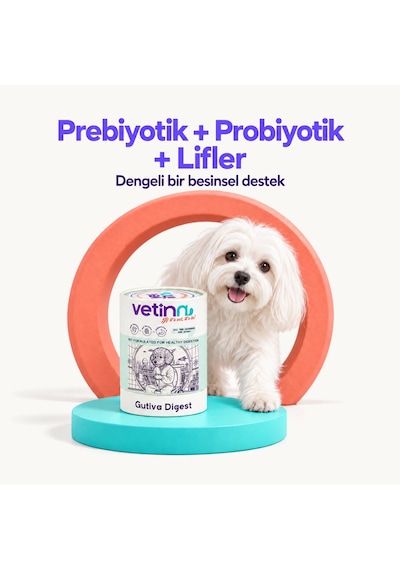 Gutiva Digest - Köpek Sindirim Sağlığı Takviyesi, Prebiyotik Ve Probiyotik, Diyare Ve Dışkı Formu Düzenleyici, Toz Form, 150 Gram