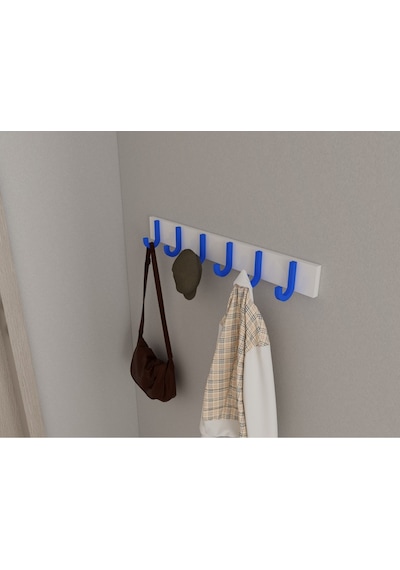 Hepsi3boyutlu Modern Duvar & Kapı Baston Askılık - 6 Adet Mavi J Askılık - Model No : 6 Mavi
