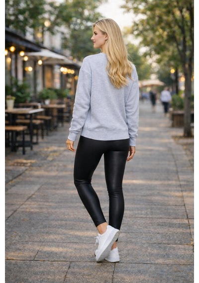 Buyolog Kadın Oversize Premium 3 İplik Şardonlu Sweatshirt Gümüş