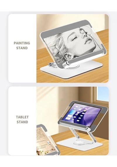 Tablet Ve Kitap Okuma Standı 360 Döner Ayarlanabilir Katlanabilir Masaüstü Tutucu, Ergonomik Tasarım, Sağlam Alüminyum Alaşım, Ev Ve Ofis Kullanımı İçin Evrensel Tablet Desteği L111