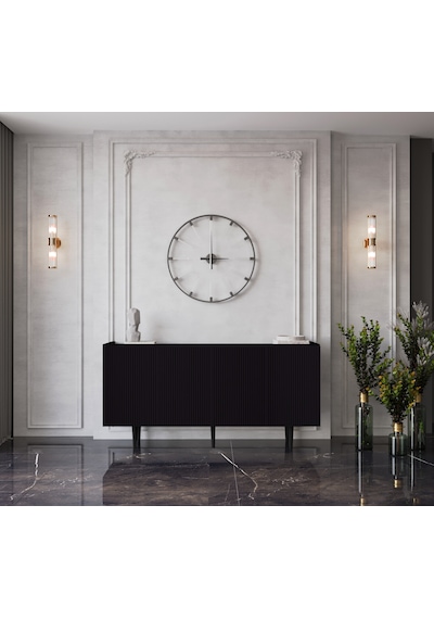 Enwood Capella Siyah Mdf 4 Kapaklı Raflı 160 Lık Konsol