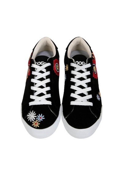 Kadın Vegan Deri Siyah Sneakers - Blooming İn The Dark Tasarım Çok Renkli Kadın Vegan Deri Siyah Sneakers - Blooming İn The Dark Tasarım Çok Renkli