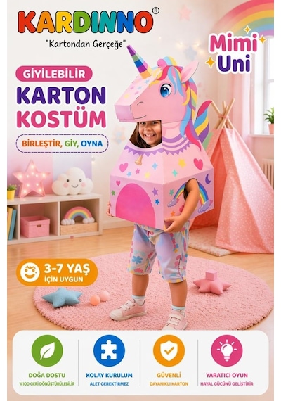 Kardinno Uçan Atınız Mimi Uni Karton Giyilebilir Çocuk Kostümü Etkinlik Parti Doğum Günü Kostüm Kahverengi