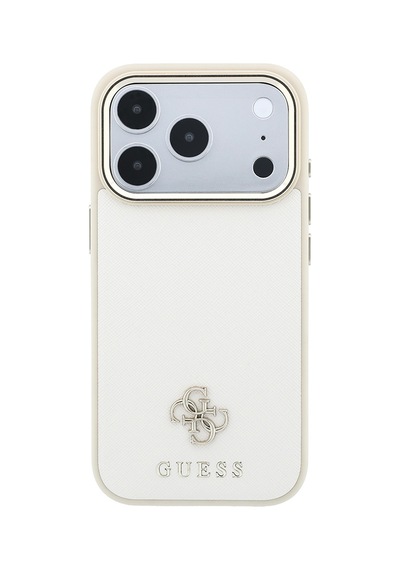 Apple iPhone Uyumlu 18 Pro Max Kılıf Guess Lisanslı M-safeli Klasik Yazı Ve 4g Logolu Pu Deri Saffiano Kapak Bej