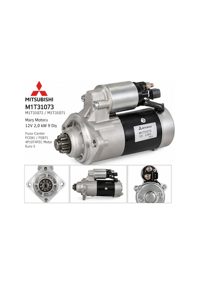 M1t31073 /t31072 /t31071 Mitsubishi Marş Motoru 12v 2,0 Kw 9 Dıs Fuso Canter Fce81 / Feb71 / 4p10t4fec Motor Euro 5 Motor M1t31073