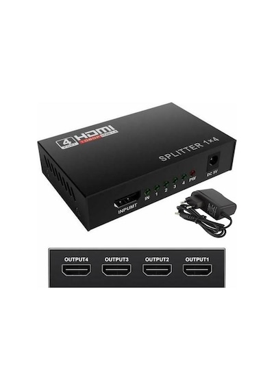 Primex Px 5004 1080P 2K 4K Uhd 4 Port Hdmı Splitter Adaptörlü