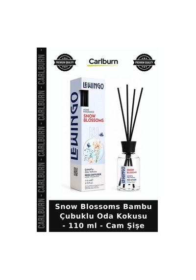 Özel Üretim Dekoratif Hediye Ferahlatıcı Snow Blossoms Bambu Çubuklu Oda Kokusu - 110 Ml - Cam Şişe Diğer