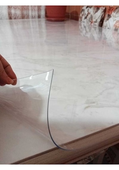 Şeffaf Masa Örtüsü Kalın 1.4 Mm Kaymaz Su Geçirmez Pvc Masa Koruyucu Beyaz