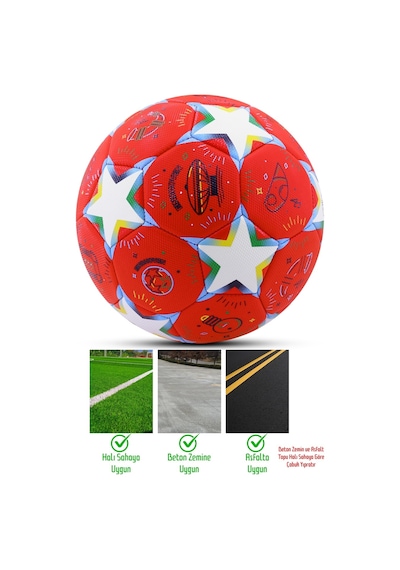 Telvesse Futbol Topu Stars Dayanıklı Sert Zemin Halı Saha Futbol Topu No:5 046 Karışık Renkli