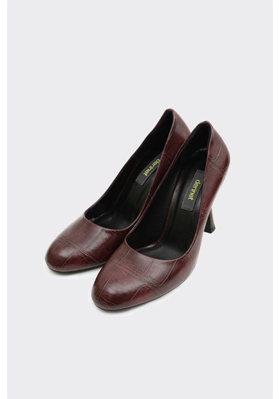 Derinet Helen Klasik Topuklu Ayakkabı Bordo Bordo