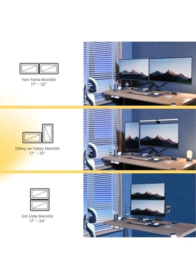 North Bayou Nb Ergonomic F160 17-32" Çift Kol 2-9 Kg Amortisörlü Monitör Standı Açık Ceviz North Bayou Nb Ergonomic F160 17-32" Çift Kol 2-9 Kg Amortisörlü Monitör Standı Açık Ceviz