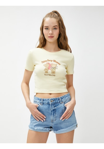 Koton Crop Tişört Baskılı Bisiklet Yaka Kısa Kollu Pamuklu Sarı 3sal10847ık 3SAL10847IK154 Sarı Koton Crop Tişört Baskılı Bisiklet Yaka Kısa Kollu Pamuklu Sarı 3sal10847ık 3SAL10847IK154 Sarı