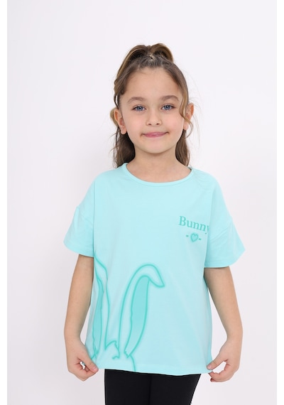 Toontoy Kids Toontoy Kız Çocuk Bunny Baskılı Tişört Mint Yeşili