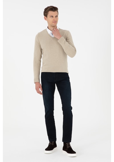 U.S. Polo Assn. Erkek Slim Fit V Yaka Haki Melanj Basic Kazak 50288885-VR193 U.S. Polo Assn. Erkek Slim Fit V Yaka Haki Melanj Basic Kazak 50288885-VR193