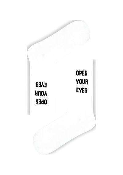 Carnaval Socks Open Your Eyes Yazılı Beyaz Tenis Çorap Çok Renkli