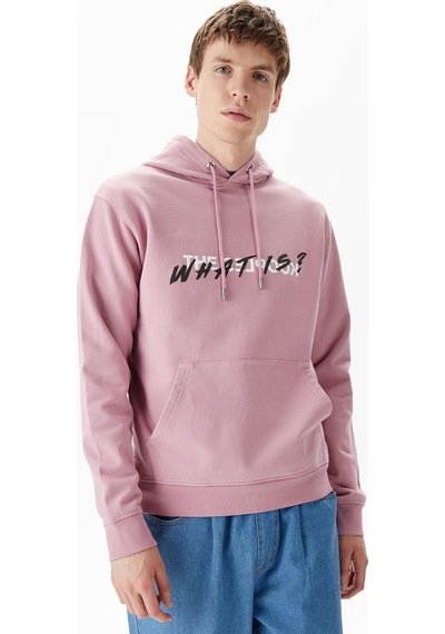 The Kooples Erkek Baskılı Kapüşonlu Pembe Sweatshirt