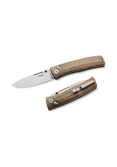 Lionsteel Nini Natural Canvas - Full Handle Kamp Çakı Kahverengi