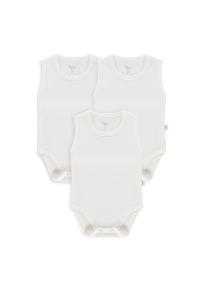 Civil Baby Düz Sıfır Kol 3 Lü 3-9 Ay Çıtçıtlı Badi - Beyaz