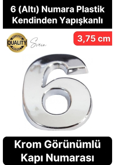 No 6 Kapı Numarası Kendinden Yapışkanlı Masa Dolap Plastik Ev Posta Kutusu Dış Mekan Daire 3,75 Cm