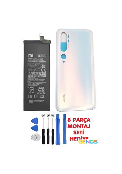 Xiaomi Mi Note 10/mi Note 10 Pro Arka Cam Kapak Batarya Pil Kapağı Beyaz+ Batarya Pil Bm52+tamir Set