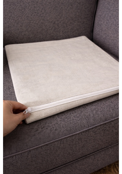 Punch Panç Nakışlı İşlemeli Kırlent Kılıfı 43x43cm Dekoratif Gündelik Kırlent Kılıfı - 1 Adet Gri Çiçekli