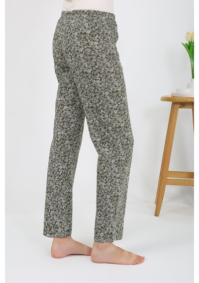 Akbeniz Kadın Penye Desenli Tek Alt Pijama 27533 Haki