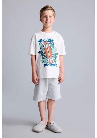 Defacto Regular Fıt Baskılı 2li Ecru Pijama Takımı Erkek Çocuk H8045a826hser105 Ekru-er105
