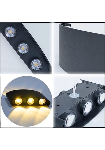 Tepegöz 9w Dekoratif Çift Yönlü Bahçe Aplik Ip65 Su Geçirmez, Mercekli Led, 3200k Günışığı Rengi, İç Ve Dış Mekan Duvar Aydınlatması, Modern Siyah Gövde Diğer