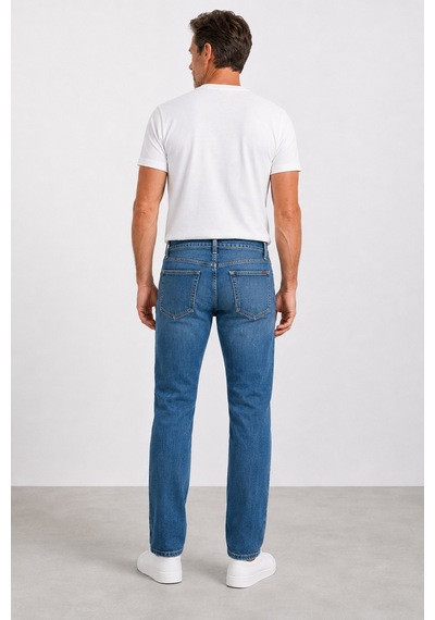 Bihan Store Erkek Yıkamalı Slim Fit Jeans Mc Clap 013-mavi
