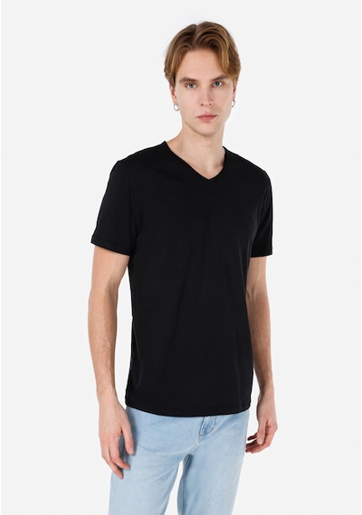 Colin's Colins Regular Fit V Yaka Düz Erkek Siyah Kısa Kol Tişört Cl1058584 Q1.v1 Blk Siyah