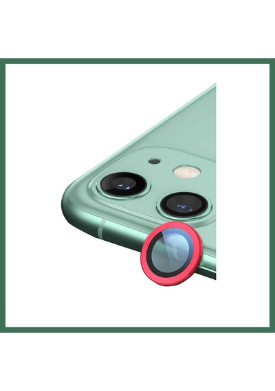 En-cag Apple Uyumlu iPhone 11 Uyumlu Raze Metal Kamera Lens - Kırmızı Bss