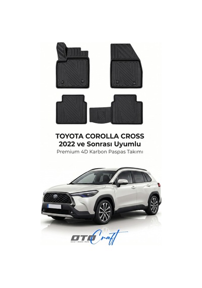 Otocraft Toyota Corolla Cross 2022+ Araca Özel 4d Karbon Oto Paspas Havuzlu Tam Set