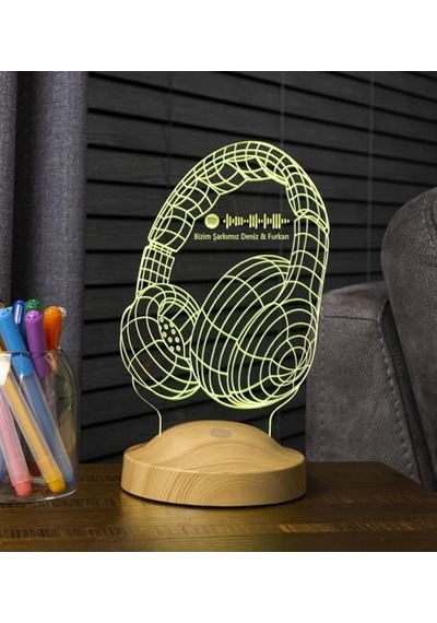 Hediyesi Kulaklık Şeklinde Kişiye Özel 3d Led Lamba