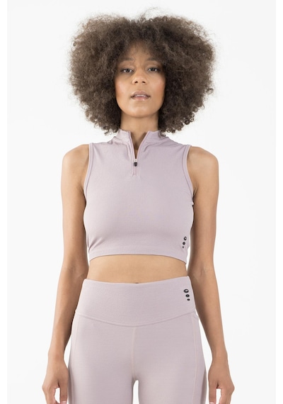 Maraton Active Slimfit Kadın Balıkçı Yaka Kolsuz Koşu Lila Crop Top 22257 Lila