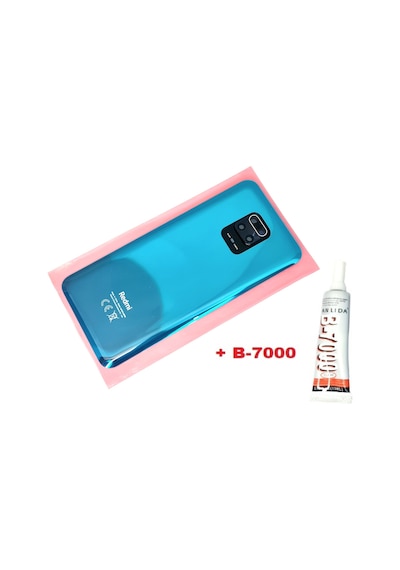 Tkgz Xiaomi Redmi Note 9s Arka Kapak Batarya Kapağı Lensli Cam B-7000 Mavi
