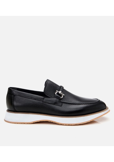 Hotiç Erkek Deri Siyah Spor Tabanlı Klasik Loafer