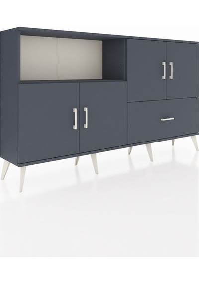 Arges Konsol 4 Raflı Tek Çekmeceli 4 Kapaklı 176x30x99 Antrasit-a Antrasit-antrasit Arges Konsol 4 Raflı Tek Çekmeceli 4 Kapaklı 176x30x99 Antrasit-a Antrasit-antrasit
