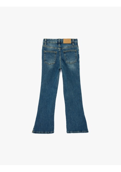 Koton Pamuklu İspanyol Paça Denim Pantolon Orta İndigo 6skg40052ad İndigo
